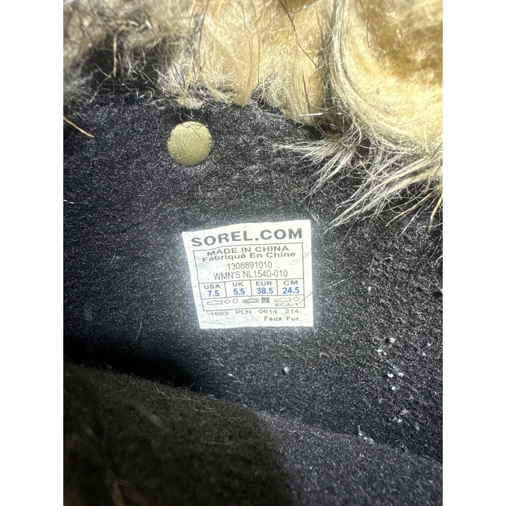 Sorel Joan of Arctic Black Suede Faux Fur Waterproof Winter Boots NL1540-010 7.5